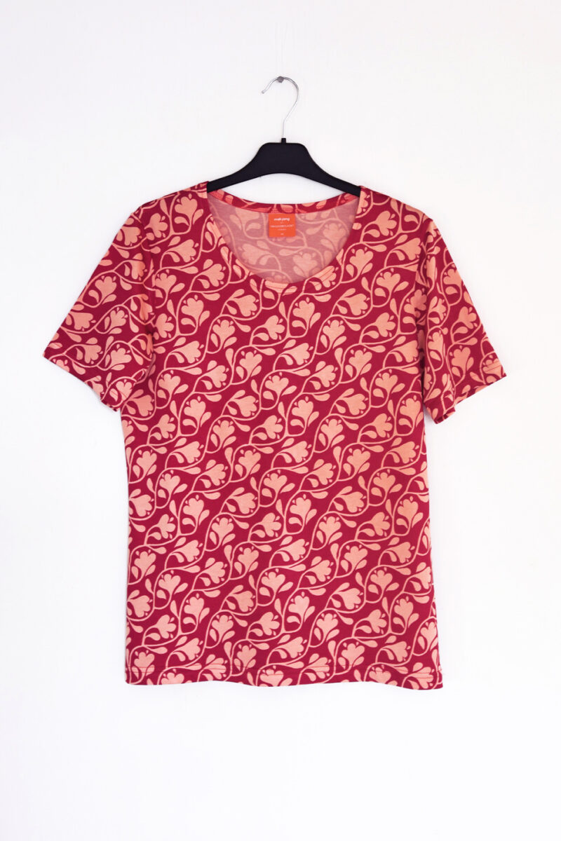 Stor t-shirt Mah-Jongblomma Röd Persika