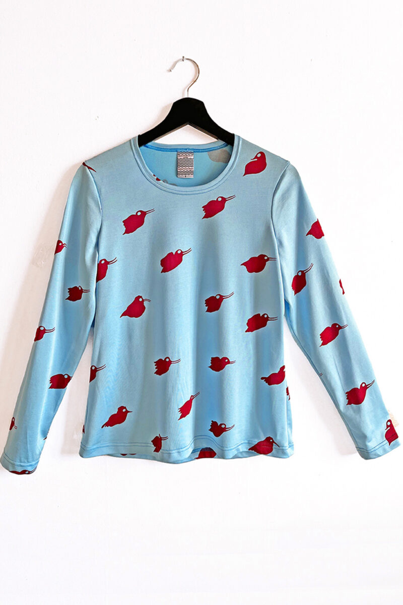 NY! Långärmad tröja Fågel Mint & Röd - Medium