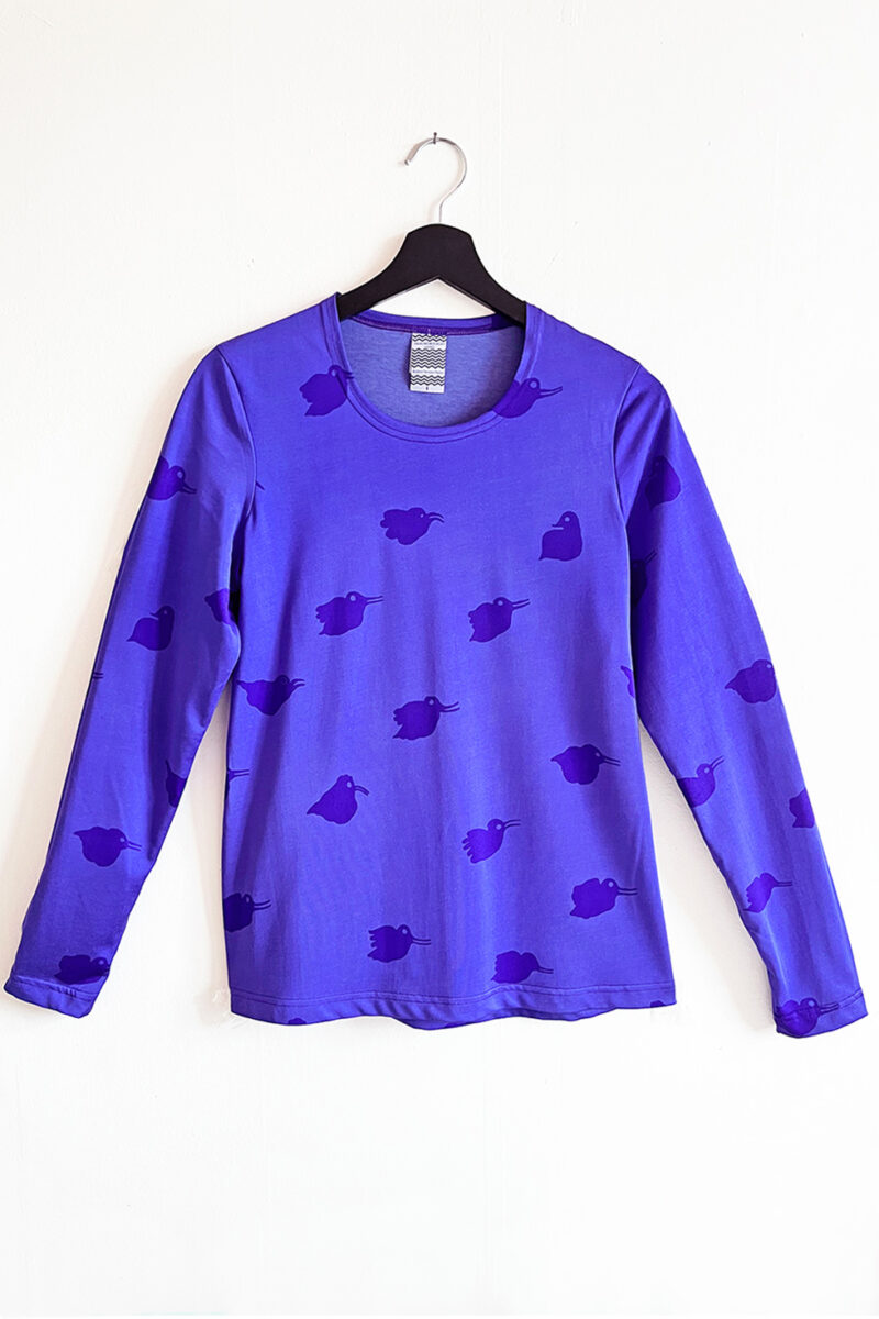 NY! Långärmad tröja Fågel Lilablå - Small