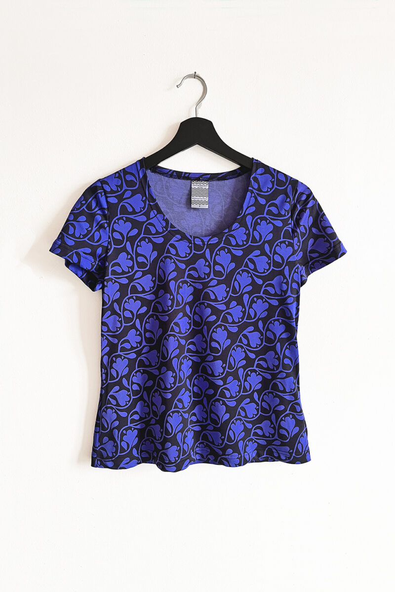 NY! Liten t-shirt Mah-Jongblomma Svart & Lila - Small