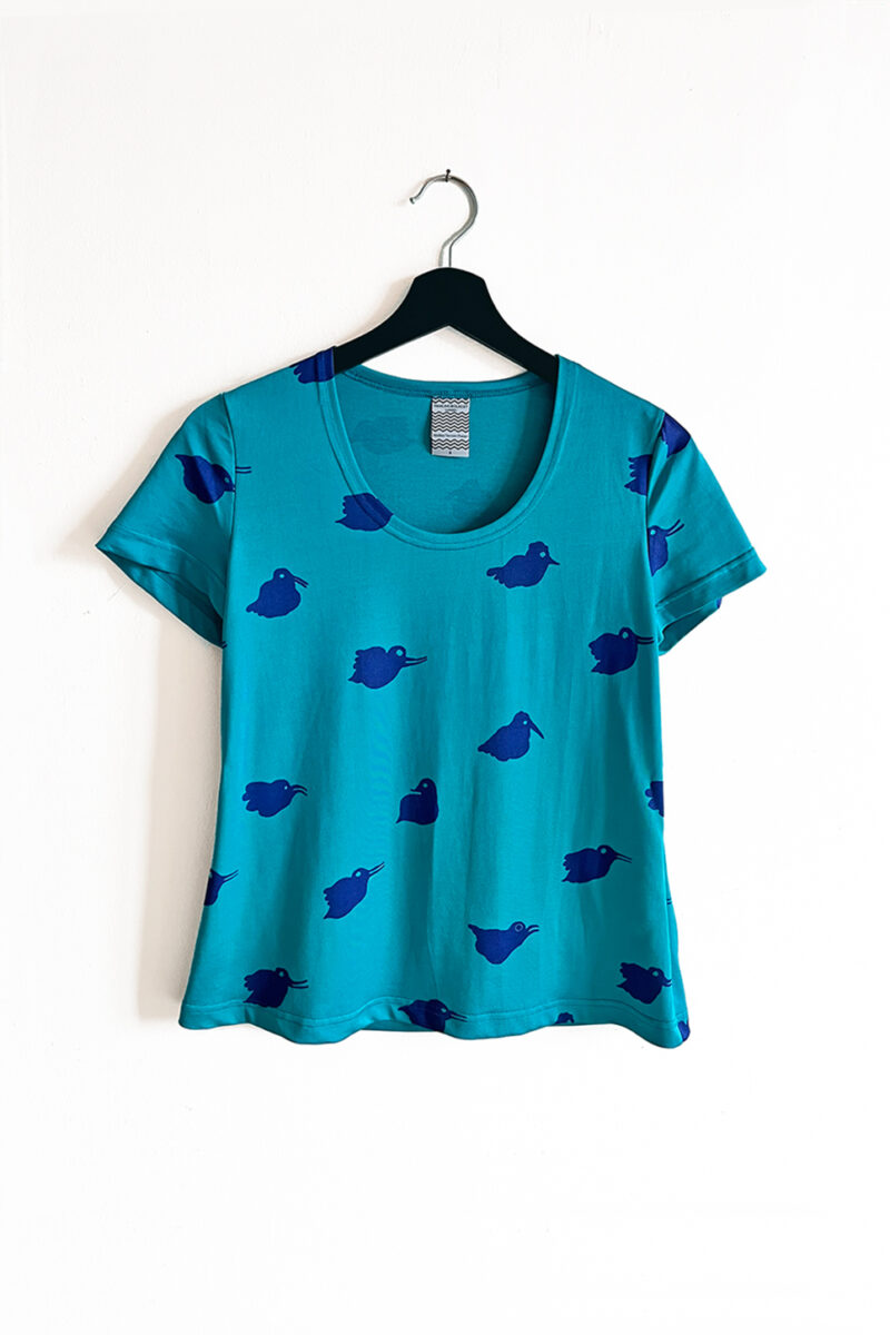 NY! Liten t-shirt Fågel Turkos & Blå